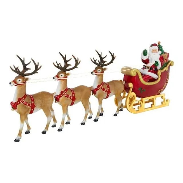 9 ft. Giant-Sized LED Santa's Sleigh with Reindeer Holiday Yard Decoration Y9